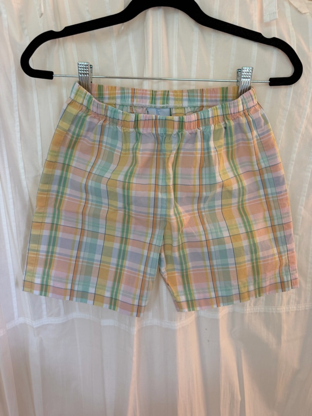 Little English | Lightweight Pastel Plaid Elastic-Waist Boys Shorts | Size 10